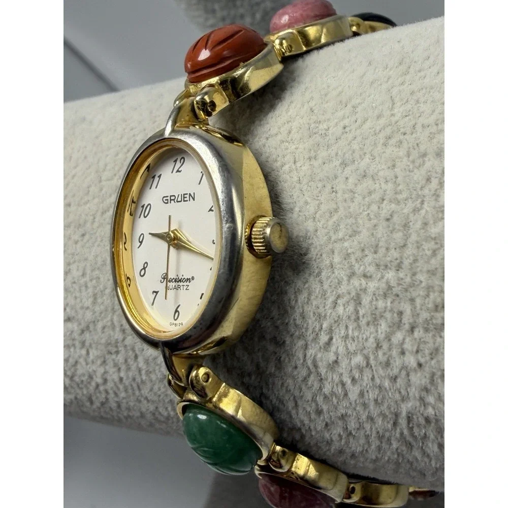 Gruen Precision 358-902.105 New Battery Scarab Beetle Ladies Watch 19MM 7.25